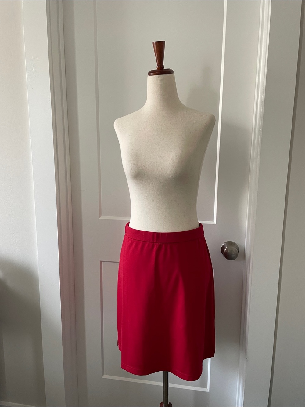 Women's Red Mini Skirt - Sleek Casual A-Line